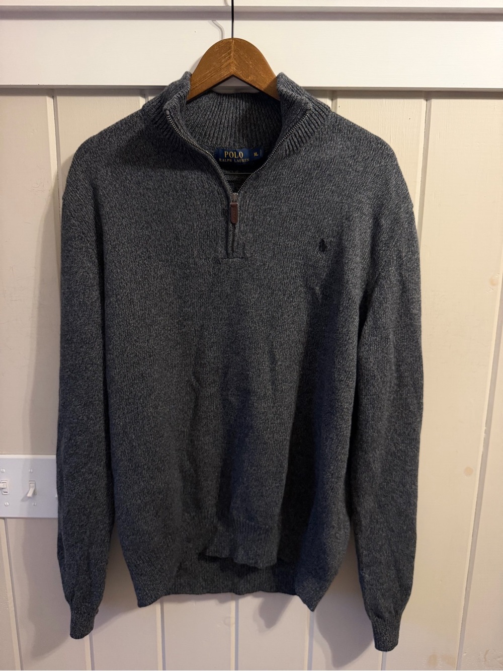 Polo by Ralph Lauren Charcoal Gray Quarter-Zip Sweater, Size XL, NWT